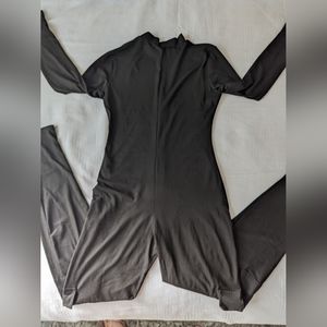 Womens Casual Soft Bodycon Jumpsuit One Piece Long Sleeve Zip Up Size small.